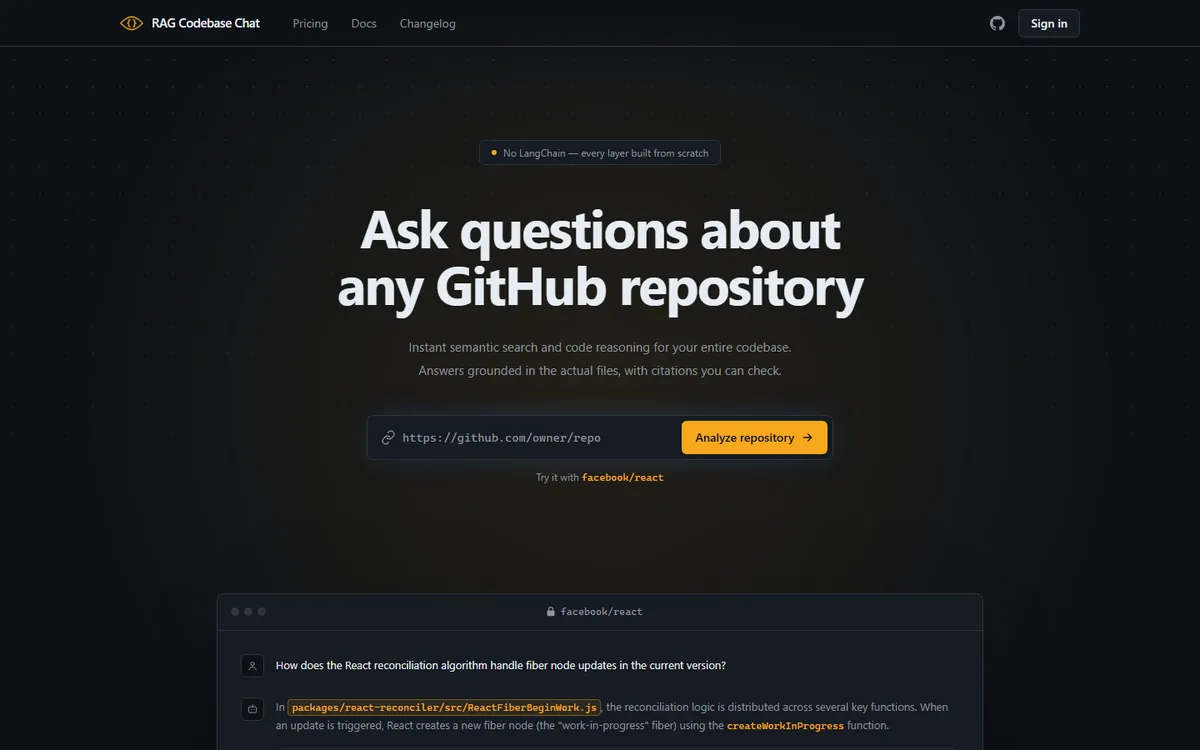 Página inicial do Reposeer com o campo para analisar um repositório do GitHub